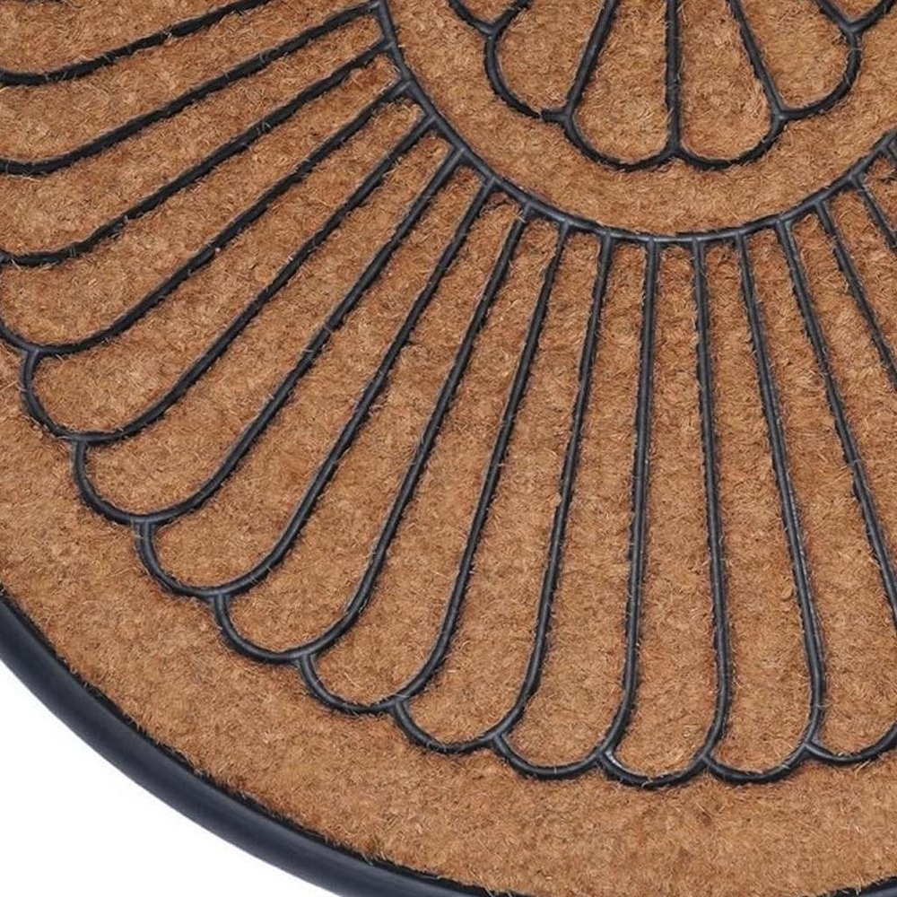 24" X 36" Black And Natural Semi Circle Outdoor Coir And Rubber Door Mat