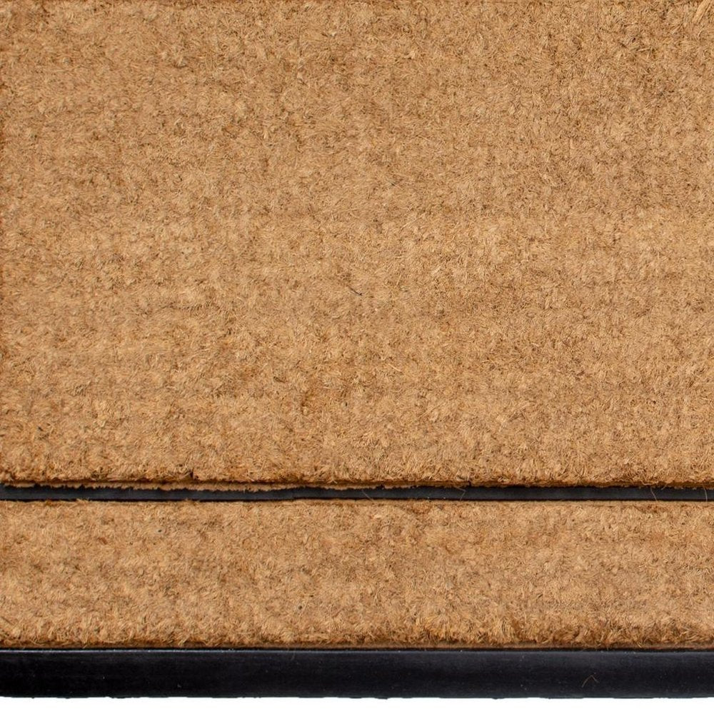 24" X 48" Natural And Black Striped Border Outdoor Coir And Rubber Door Mat