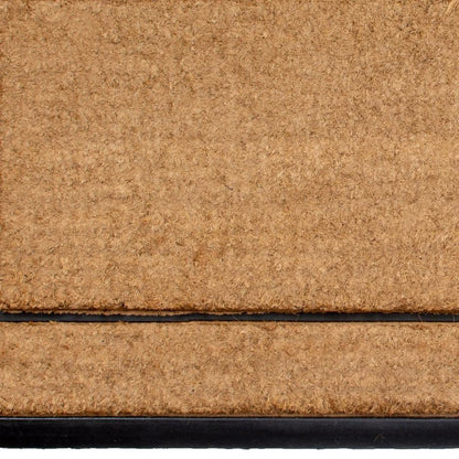 24" X 48" Natural And Black Striped Border Outdoor Coir And Rubber Door Mat
