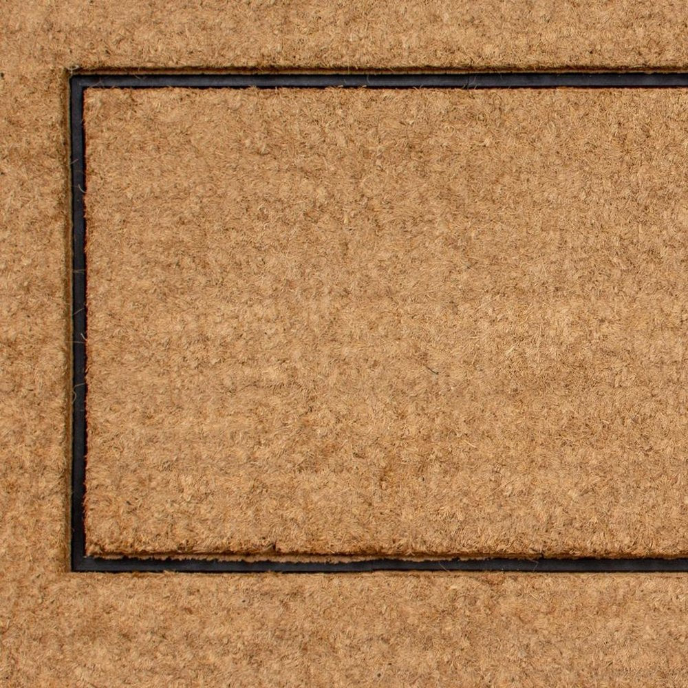 24" X 48" Natural And Black Striped Border Outdoor Coir And Rubber Door Mat