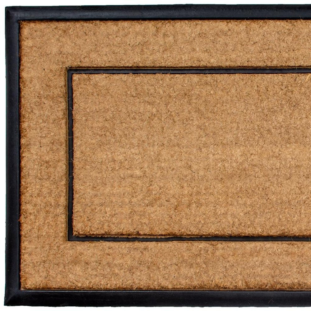 24" X 48" Natural And Black Striped Border Outdoor Coir And Rubber Door Mat