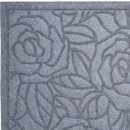 24" X 36" Gray Floral Outdoor Polypropylene Door Mat