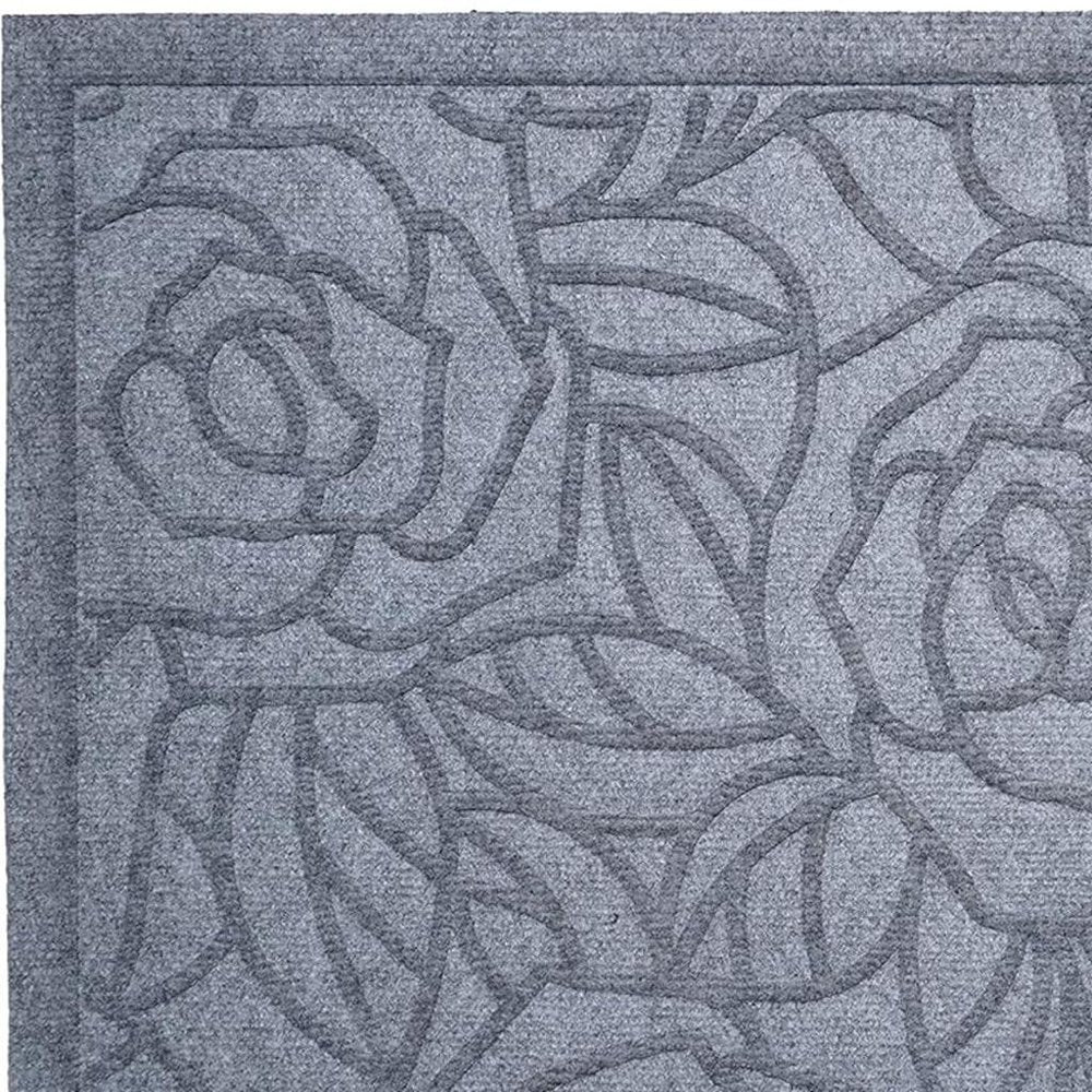 24" X 36" Gray Floral Outdoor Polypropylene Door Mat