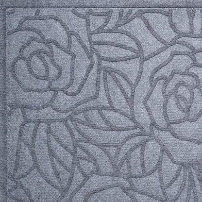 24" X 36" Gray Floral Outdoor Polypropylene Door Mat