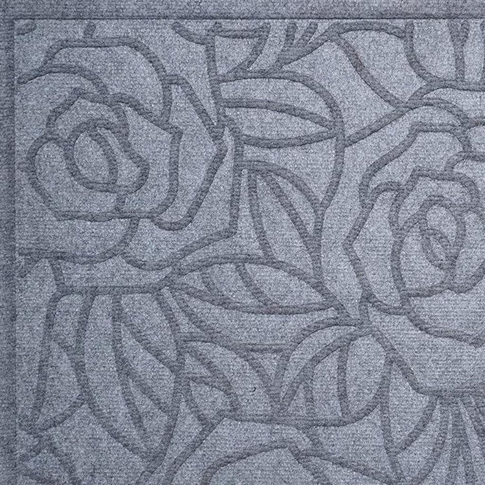 24" X 36" Gray Floral Outdoor Polypropylene Door Mat