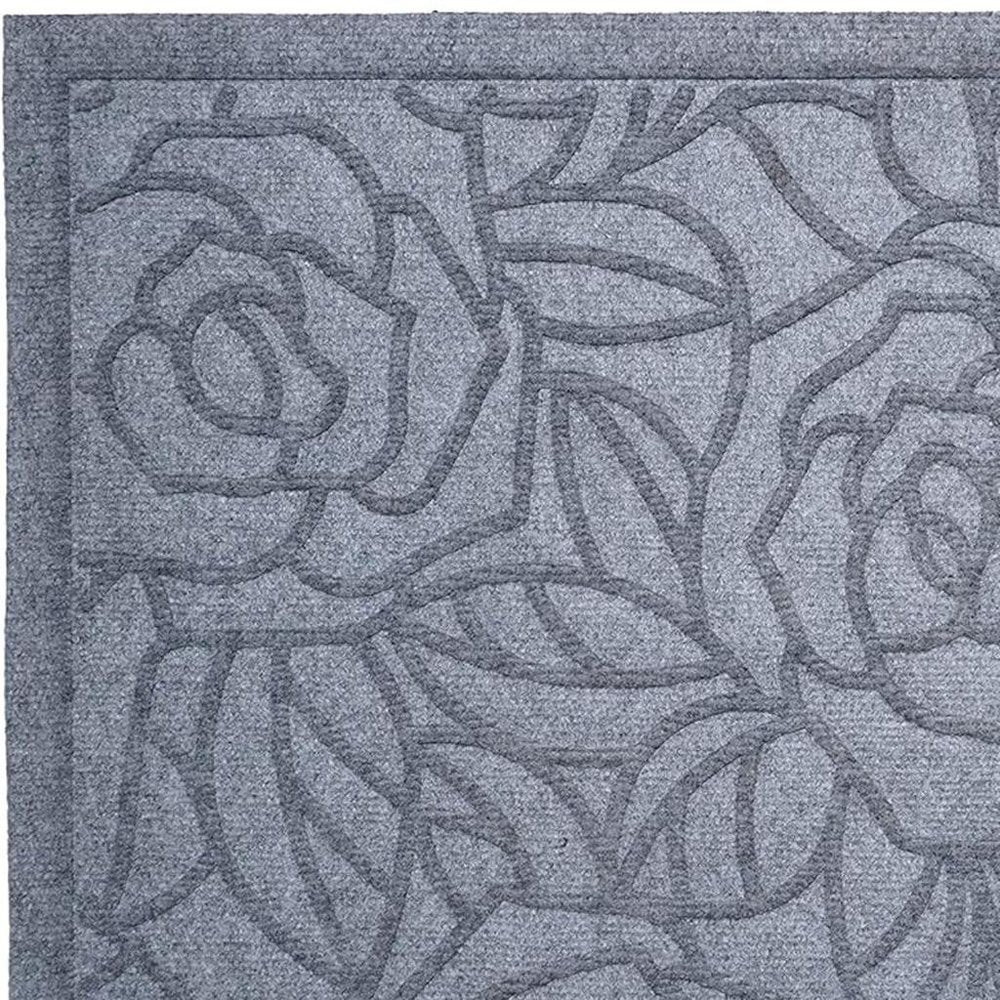 24" X 36" Gray Floral Outdoor Polypropylene Door Mat