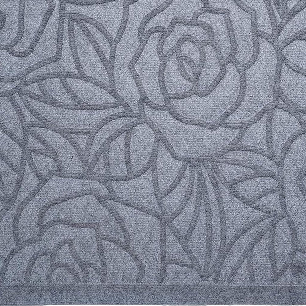 24" X 36" Gray Floral Outdoor Polypropylene Door Mat