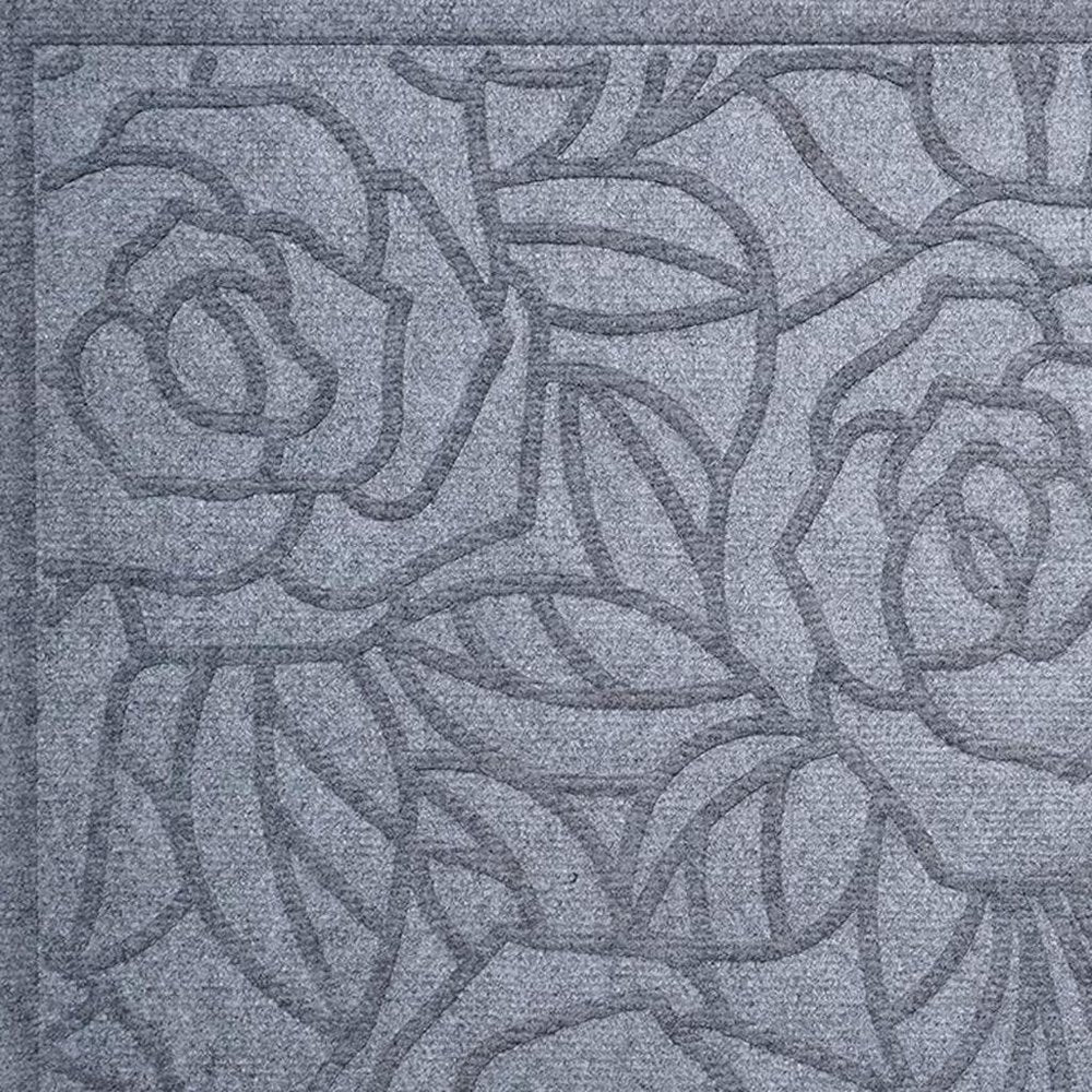 24" X 36" Gray Floral Outdoor Polypropylene Door Mat