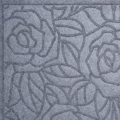 24" X 36" Gray Floral Outdoor Polypropylene Door Mat