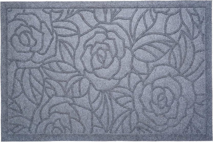 24" X 36" Gray Floral Outdoor Polypropylene Door Mat