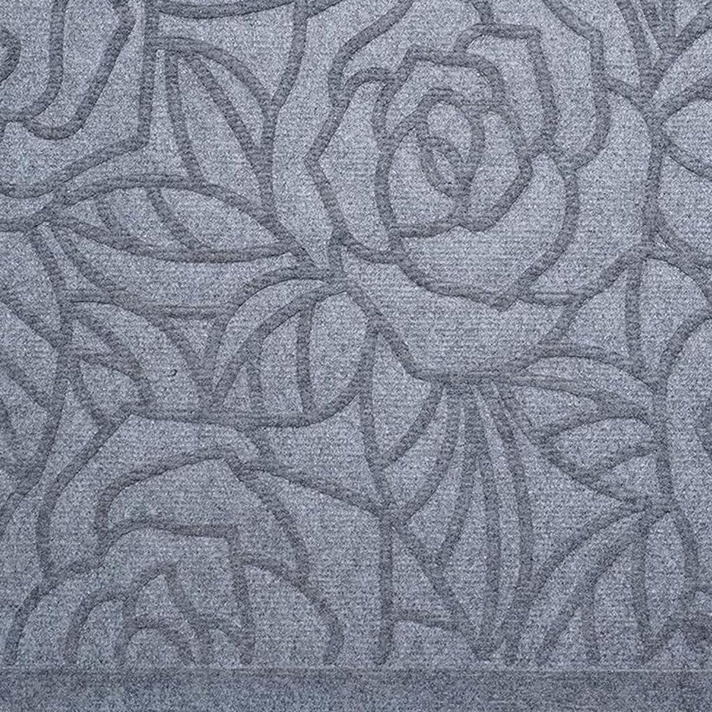 24" X 36" Gray Floral Outdoor Polypropylene Door Mat