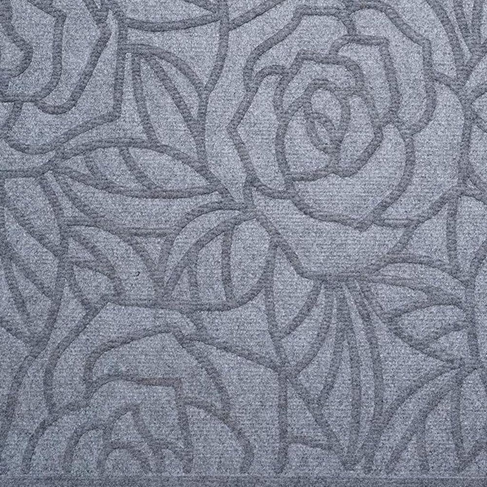 24" X 36" Gray Floral Outdoor Polypropylene Door Mat