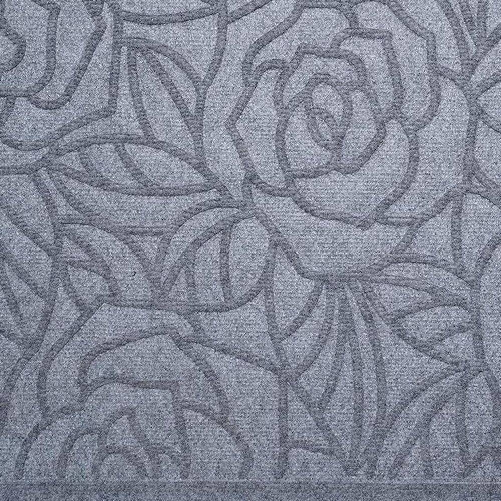 24" X 36" Gray Floral Outdoor Polypropylene Door Mat