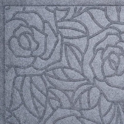 24" X 36" Gray Floral Outdoor Polypropylene Door Mat