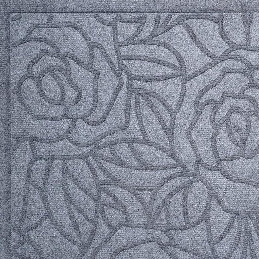 24" X 36" Gray Floral Outdoor Polypropylene Door Mat