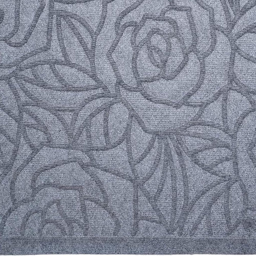 24" X 36" Gray Floral Outdoor Polypropylene Door Mat