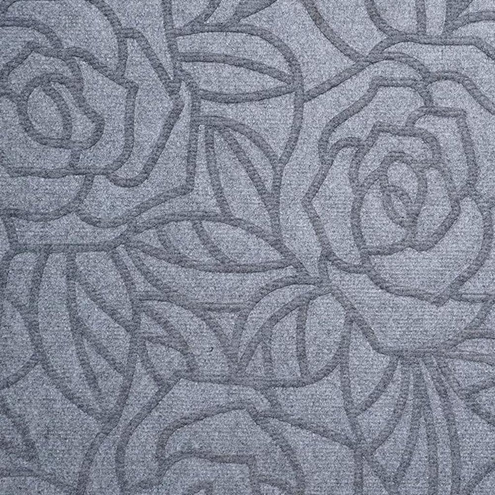24" X 36" Gray Floral Outdoor Polypropylene Door Mat
