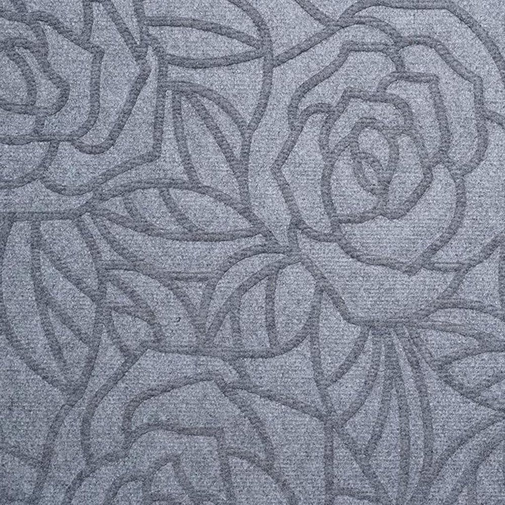 24" X 36" Gray Floral Outdoor Polypropylene Door Mat