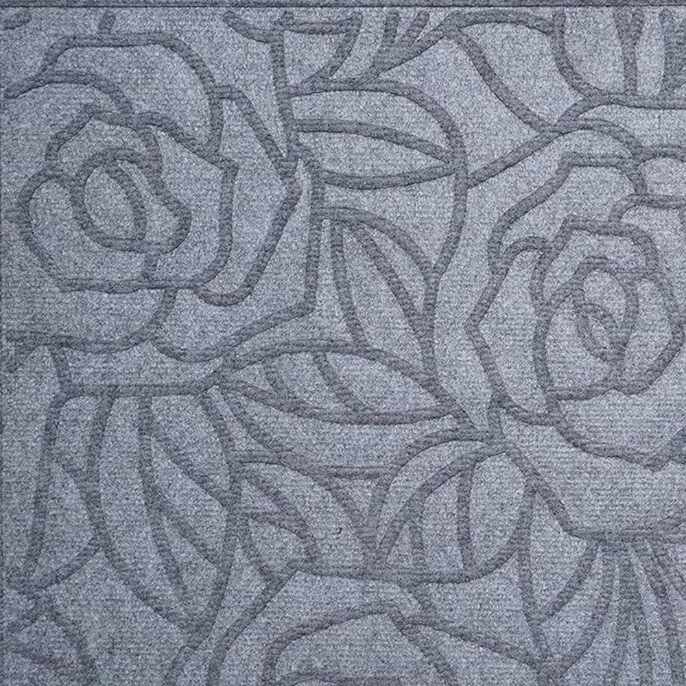 24" X 36" Gray Floral Outdoor Polypropylene Door Mat