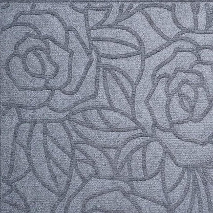 24" X 36" Gray Floral Outdoor Polypropylene Door Mat