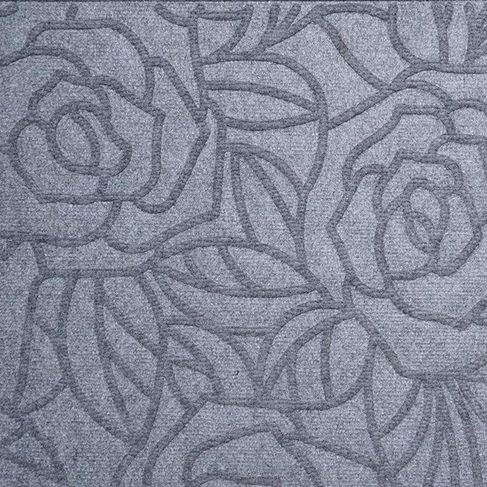 24" X 36" Gray Floral Outdoor Polypropylene Door Mat