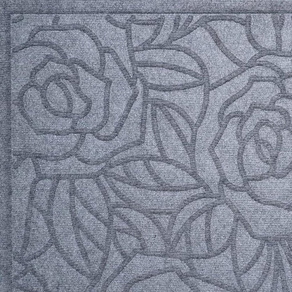 24" X 36" Gray Floral Outdoor Polypropylene Door Mat