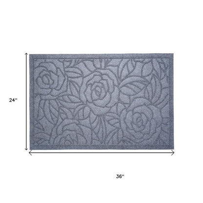 24" X 36" Gray Floral Outdoor Polypropylene Door Mat