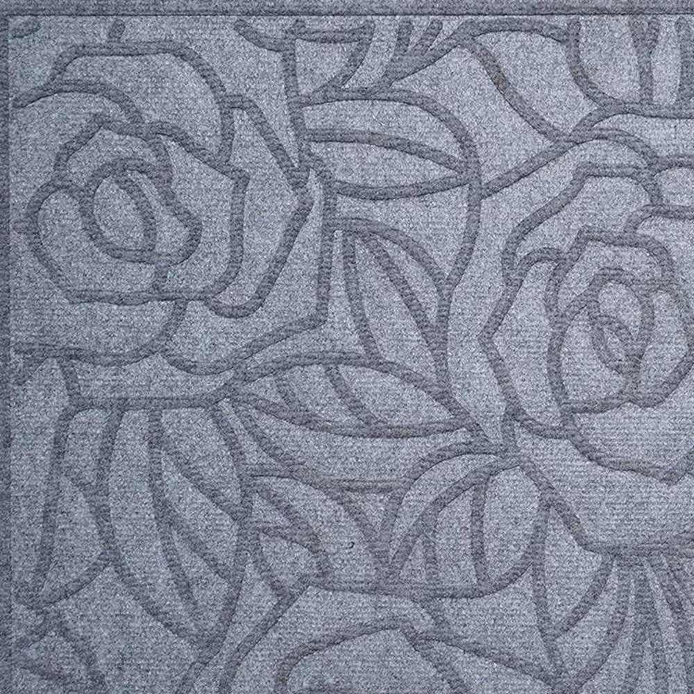 24" X 36" Gray Floral Outdoor Polypropylene Door Mat