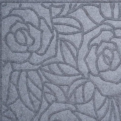 24" X 36" Gray Floral Outdoor Polypropylene Door Mat