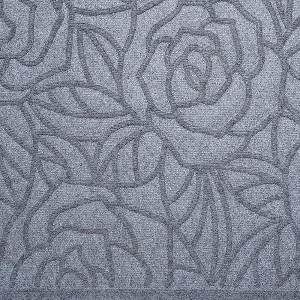 24" X 36" Gray Floral Outdoor Polypropylene Door Mat