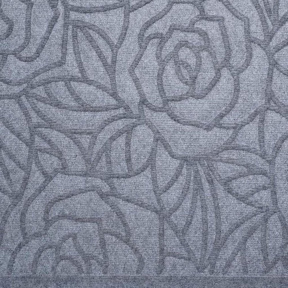 24" X 36" Gray Floral Outdoor Polypropylene Door Mat