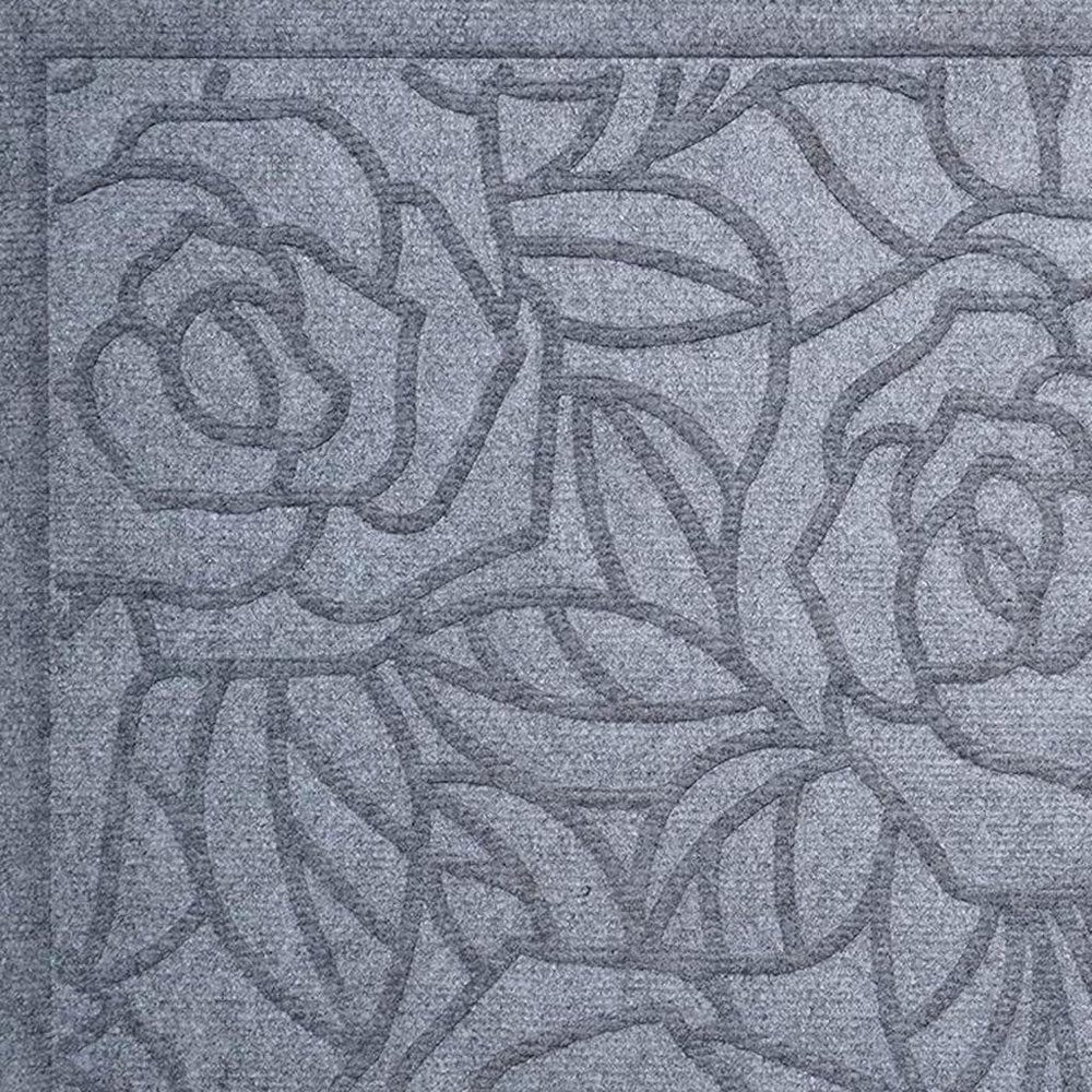 24" X 36" Gray Floral Outdoor Polypropylene Door Mat