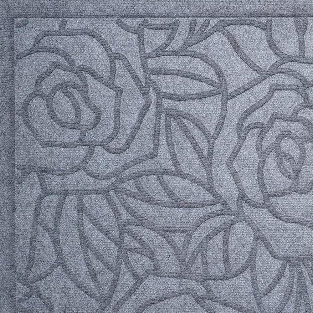 24" X 36" Gray Floral Outdoor Polypropylene Door Mat