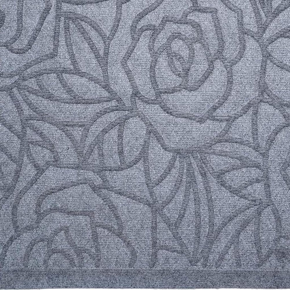 24" X 36" Gray Floral Outdoor Polypropylene Door Mat