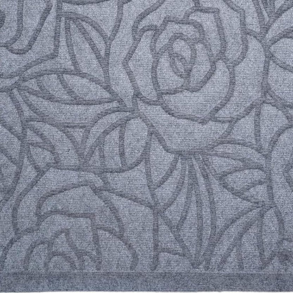 24" X 36" Gray Floral Outdoor Polypropylene Door Mat