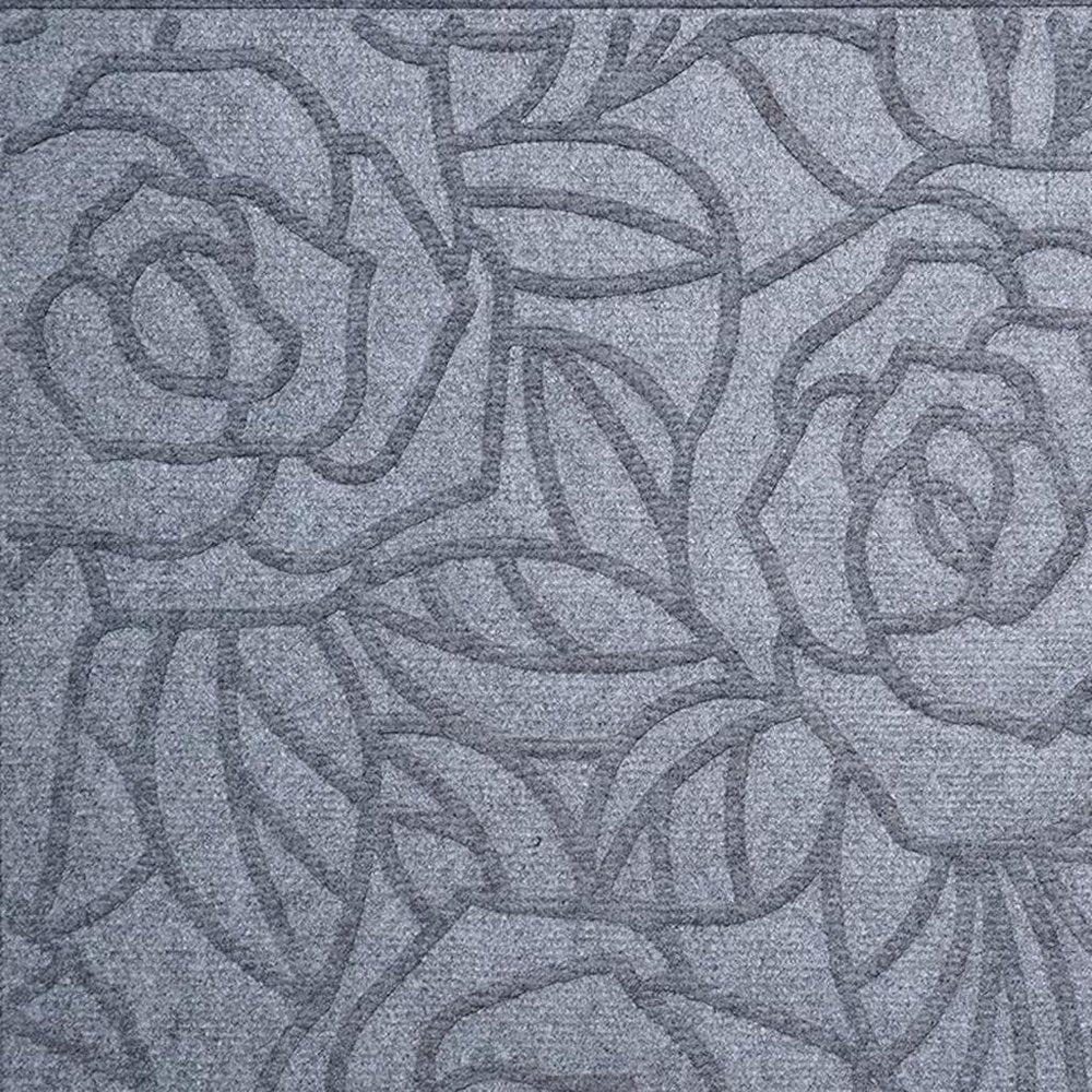 24" X 36" Gray Floral Outdoor Polypropylene Door Mat