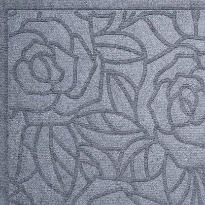 24" X 36" Gray Floral Outdoor Polypropylene Door Mat