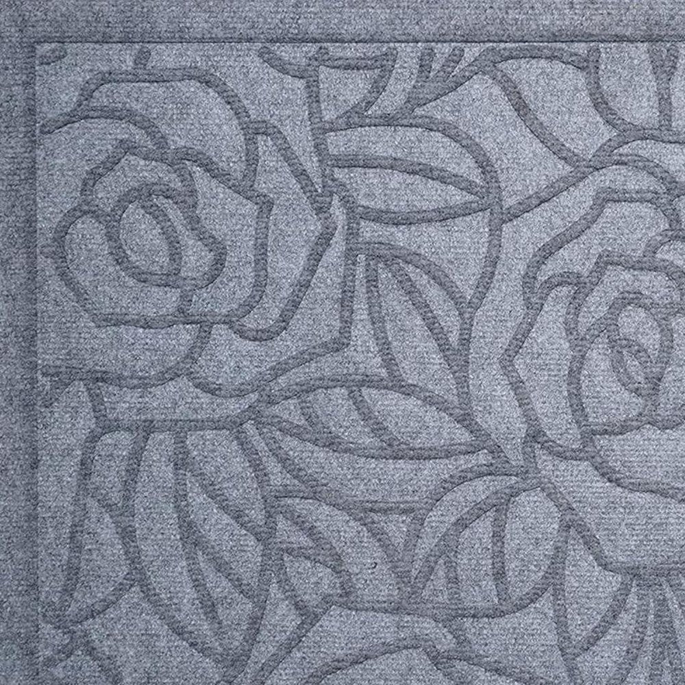 24" X 36" Gray Floral Outdoor Polypropylene Door Mat