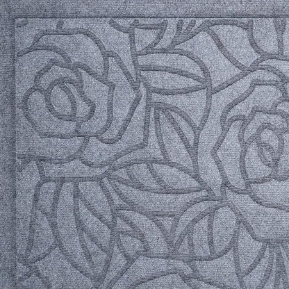 24" X 36" Gray Floral Outdoor Polypropylene Door Mat