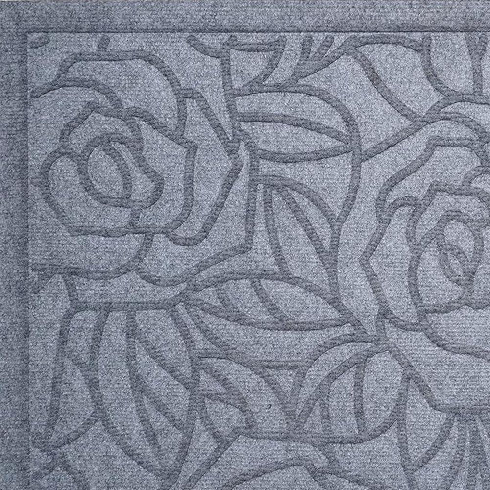 24" X 36" Gray Floral Outdoor Polypropylene Door Mat