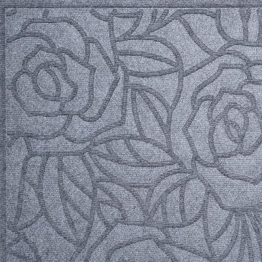 24" X 36" Gray Floral Outdoor Polypropylene Door Mat