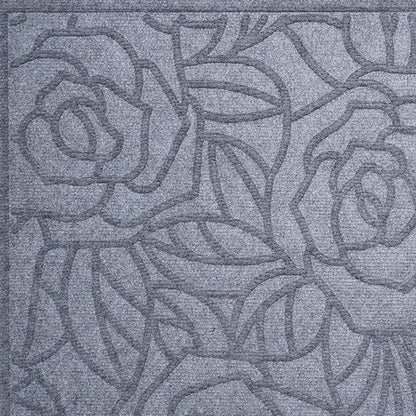 24" X 36" Gray Floral Outdoor Polypropylene Door Mat