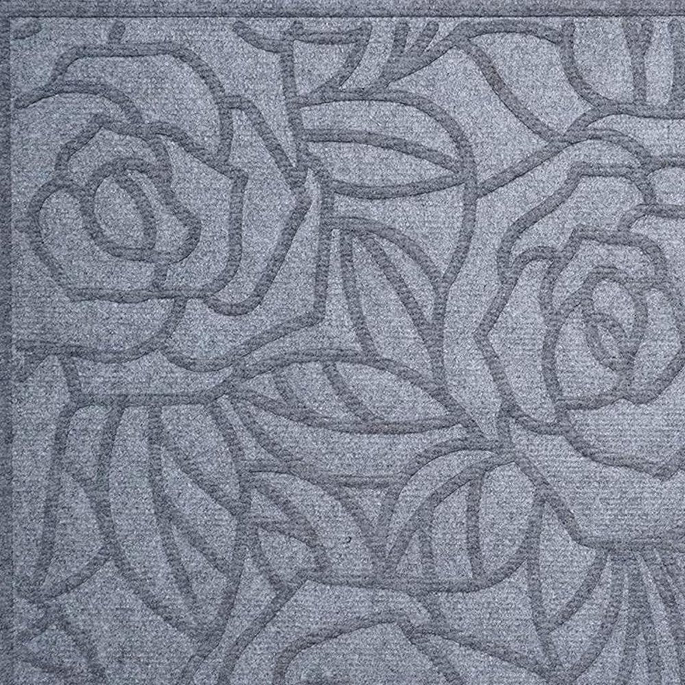 24" X 36" Gray Floral Outdoor Polypropylene Door Mat