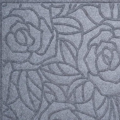 24" X 36" Gray Floral Outdoor Polypropylene Door Mat