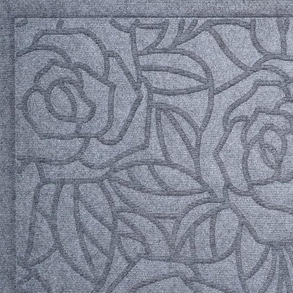 24" X 36" Gray Floral Outdoor Polypropylene Door Mat