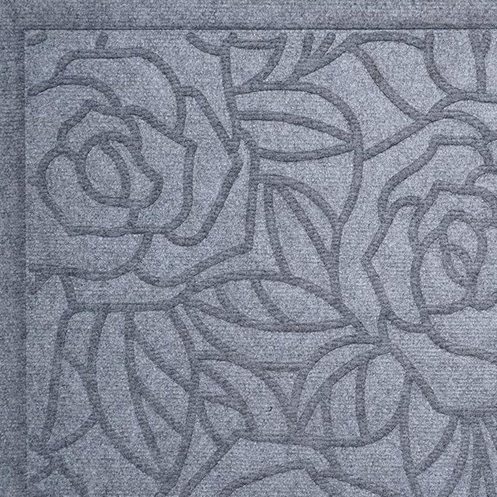 24" X 36" Gray Floral Outdoor Polypropylene Door Mat