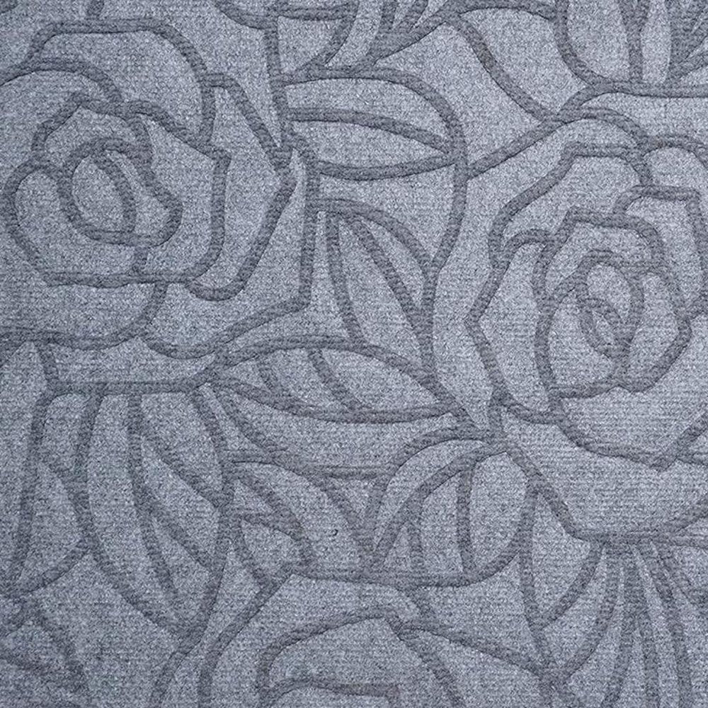 24" X 36" Gray Floral Outdoor Polypropylene Door Mat