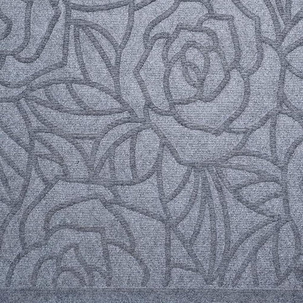 24" X 36" Gray Floral Outdoor Polypropylene Door Mat