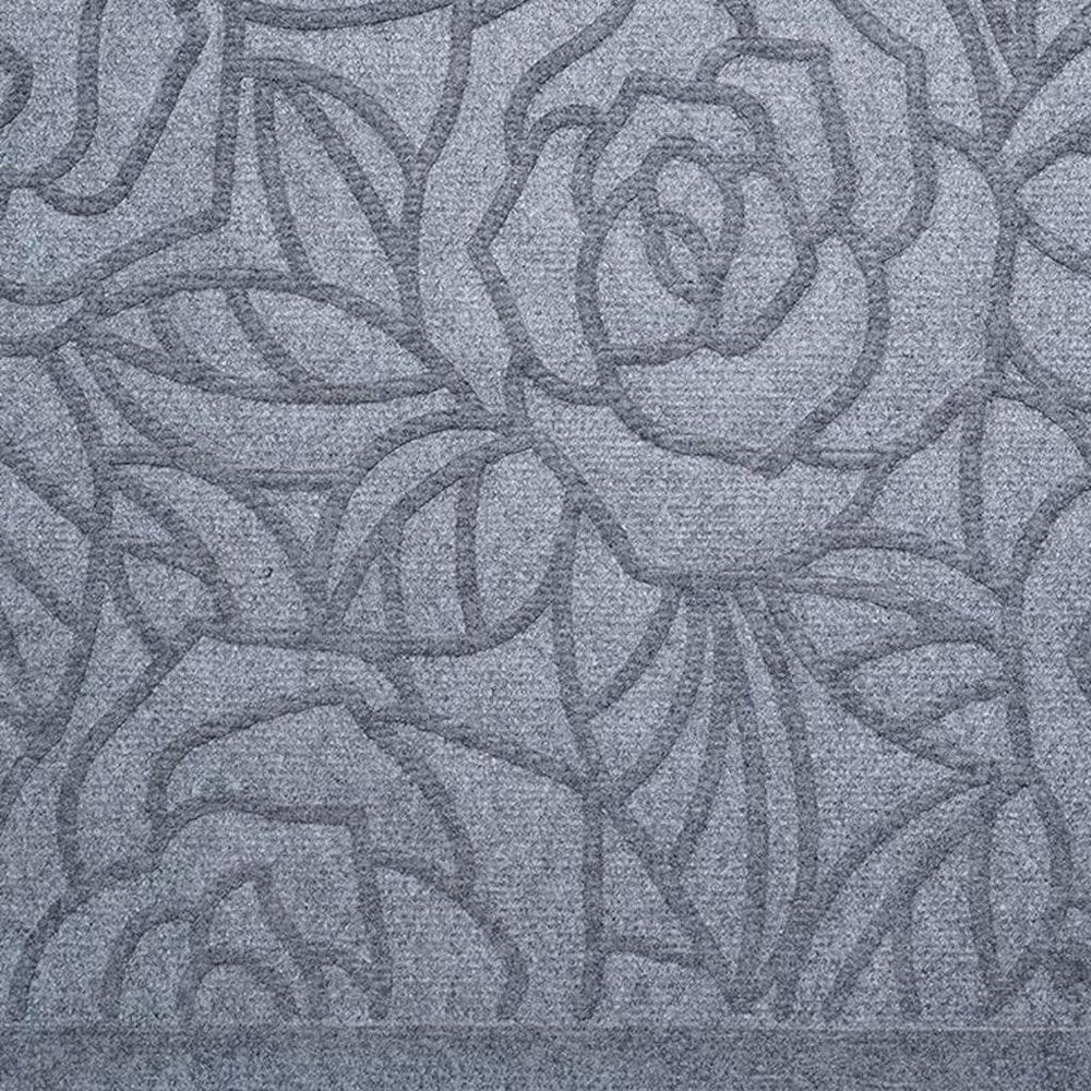 24" X 36" Gray Floral Outdoor Polypropylene Door Mat