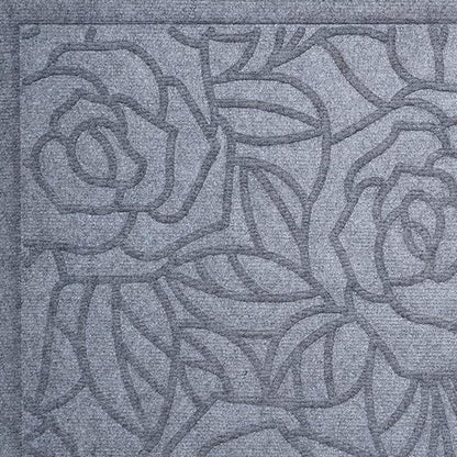 24" X 36" Gray Floral Outdoor Polypropylene Door Mat